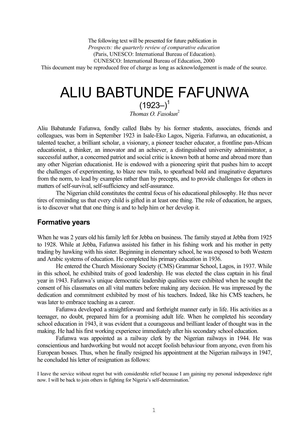 Aliu Babatunde Fafunwa